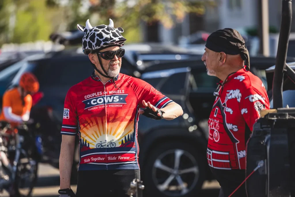 Riders wearing a COWs jerseys